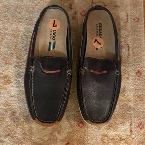 Size 7 Navy/Tan Sebago Slides